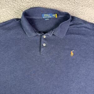 Polo Ralph Lauren Shirt Mens 2XL Blue Classic Fit Flesh Pony Pima Soft Touch
